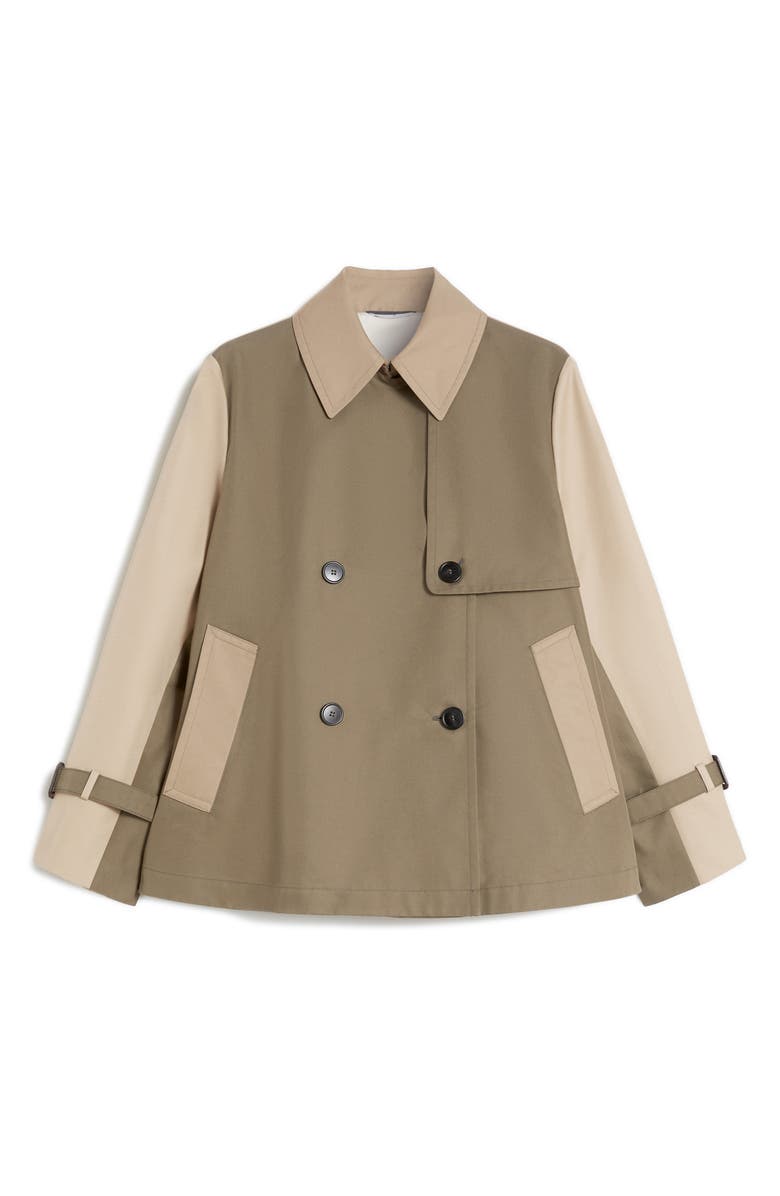 Weekend Max Mara Biglia Colorblock Cotton Blend Trench Coat, Alternate, color, Mud