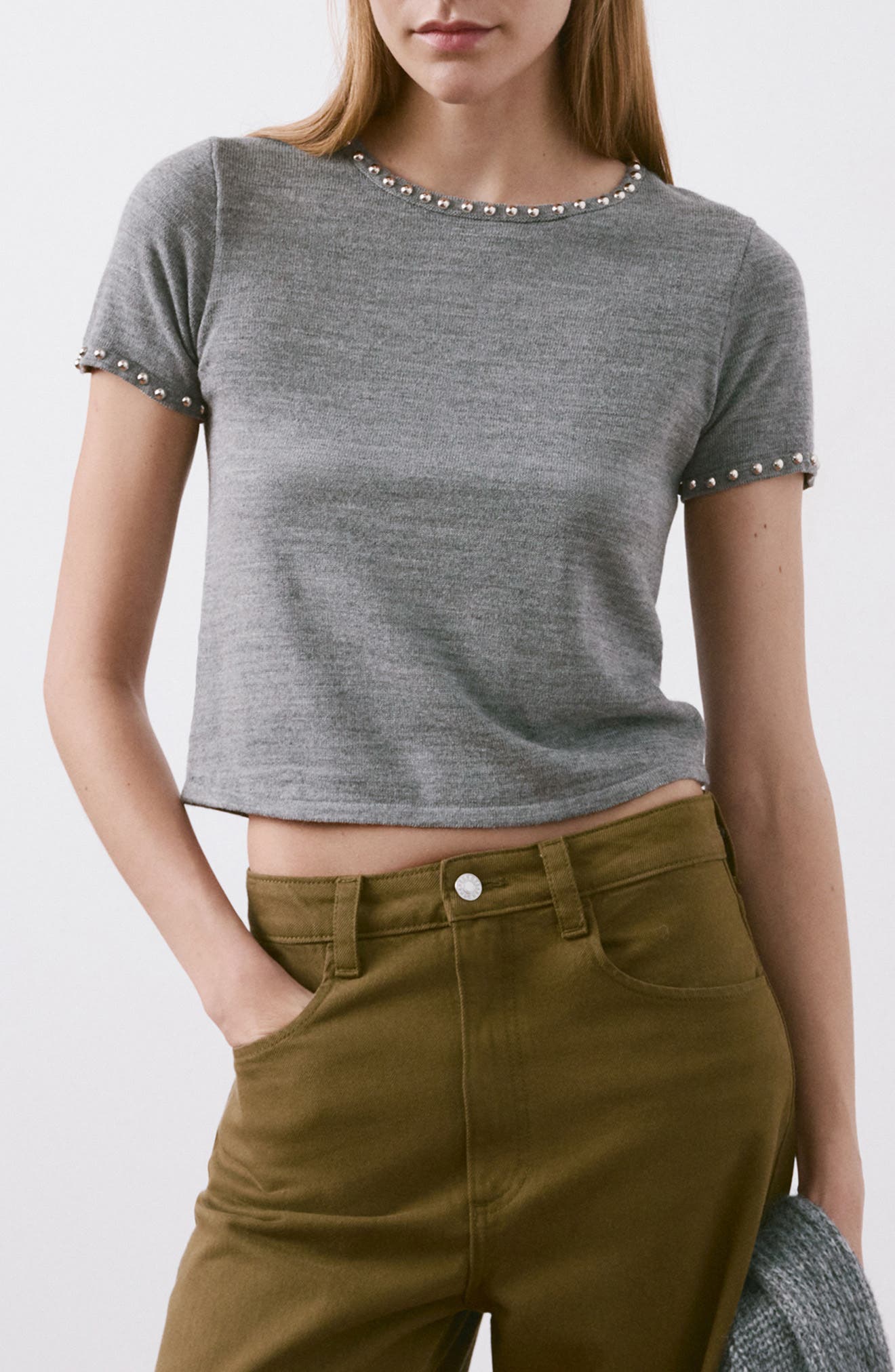 Studded Short Sleeve Sweater