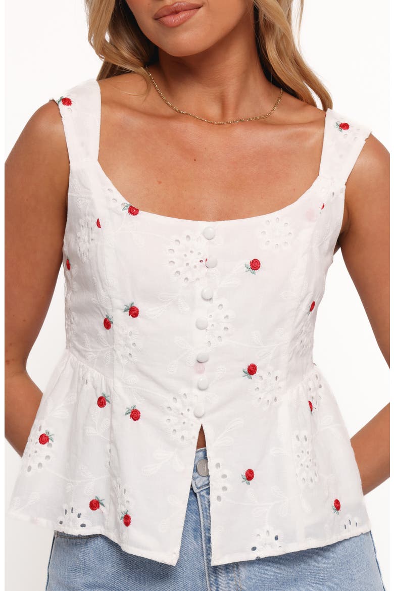 Estelle Floral Eyelet Embroidered Cotton Tank, Alternate, color, WHITE