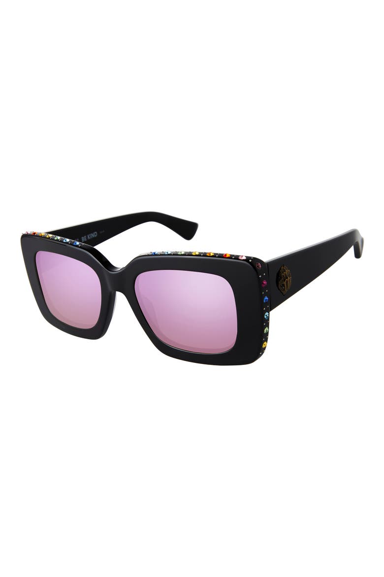 52mm Square Sunglasses, Alternate, color, BLACK/ RAINBOW