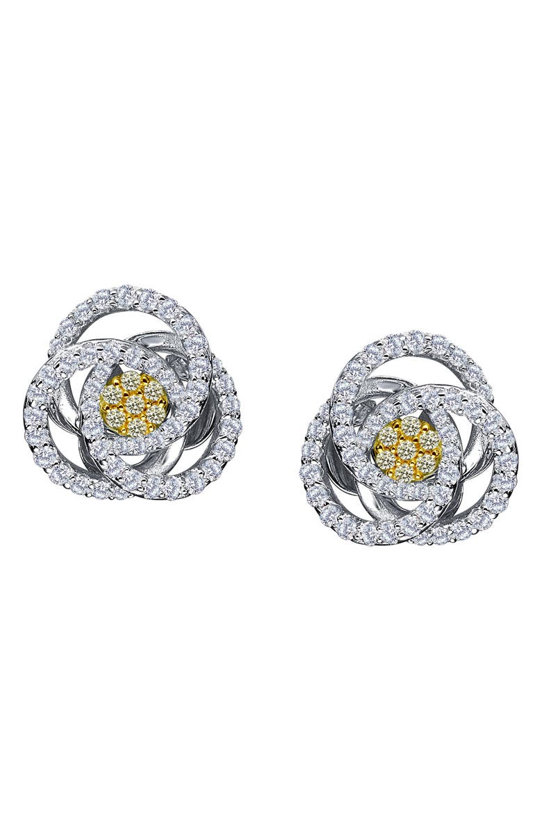 Lafonn Two-Tone Simulated Diamond Filigree Stud Earrings, Main, color, 