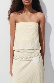 MANGO Checkered Strapless Top