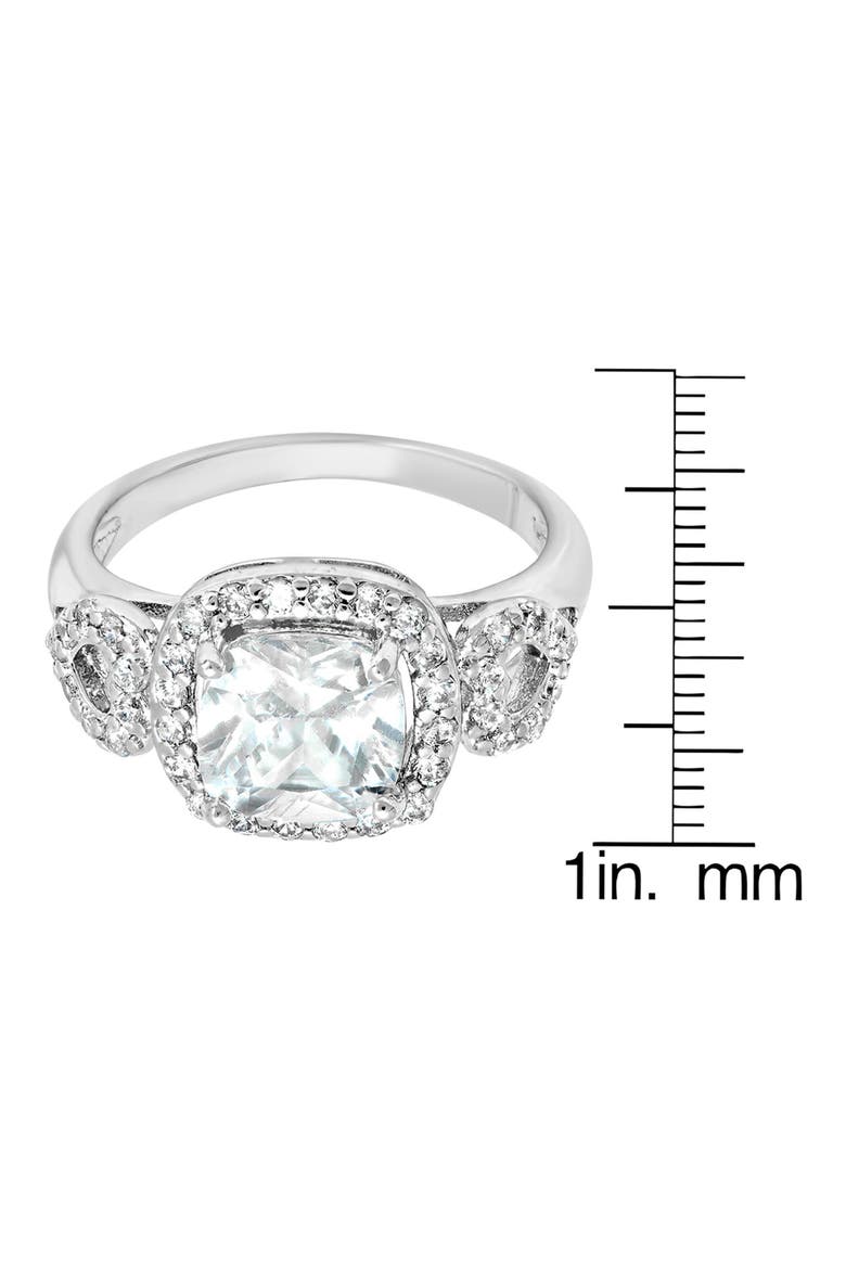 18k Gold Plated Simulated Sapphire & Cubic Zirconia Halo Ring, Alternate, color, SILVER/ WHITE