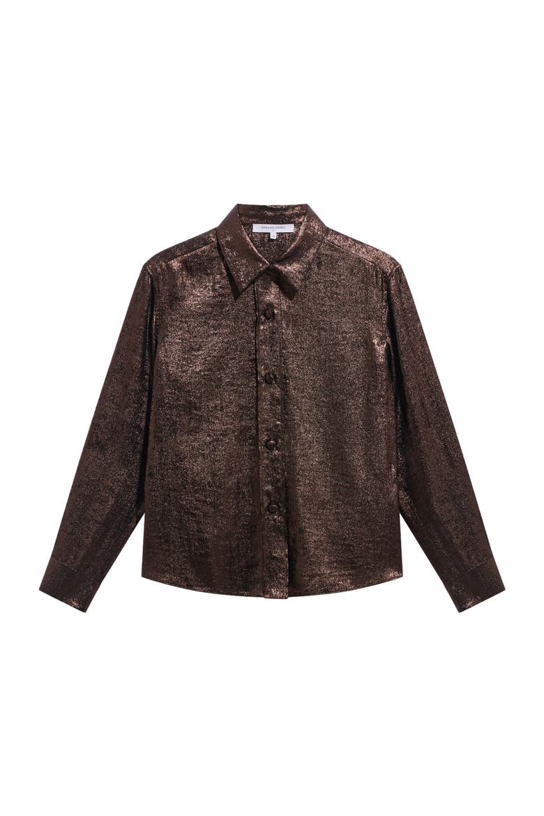 Loyce Textured Button-Through Shirt, Alternate, color, Brown