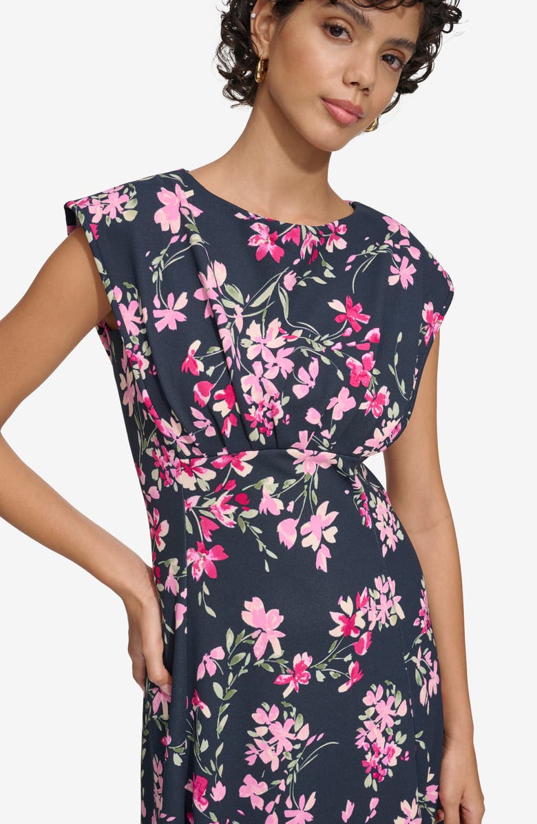 Calvin Klein Floral Cap Sleeve Empire Waist Midi Dress, Alternate, color, 