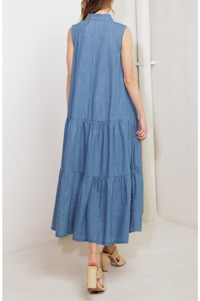 Ruffle Tiered Denim Shirtdress, Alternate, color, DENIM BLUE
