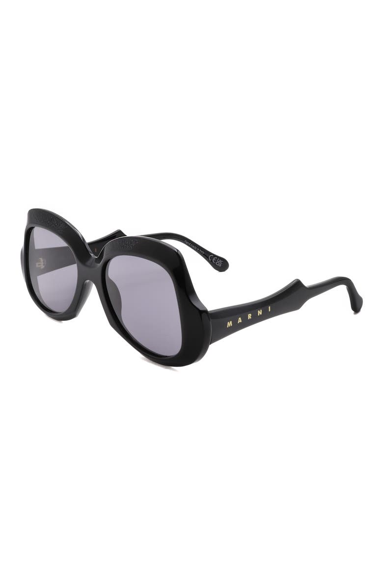 54mm Round Sunglasses, Alternate, color, BLACK / DARK GREY