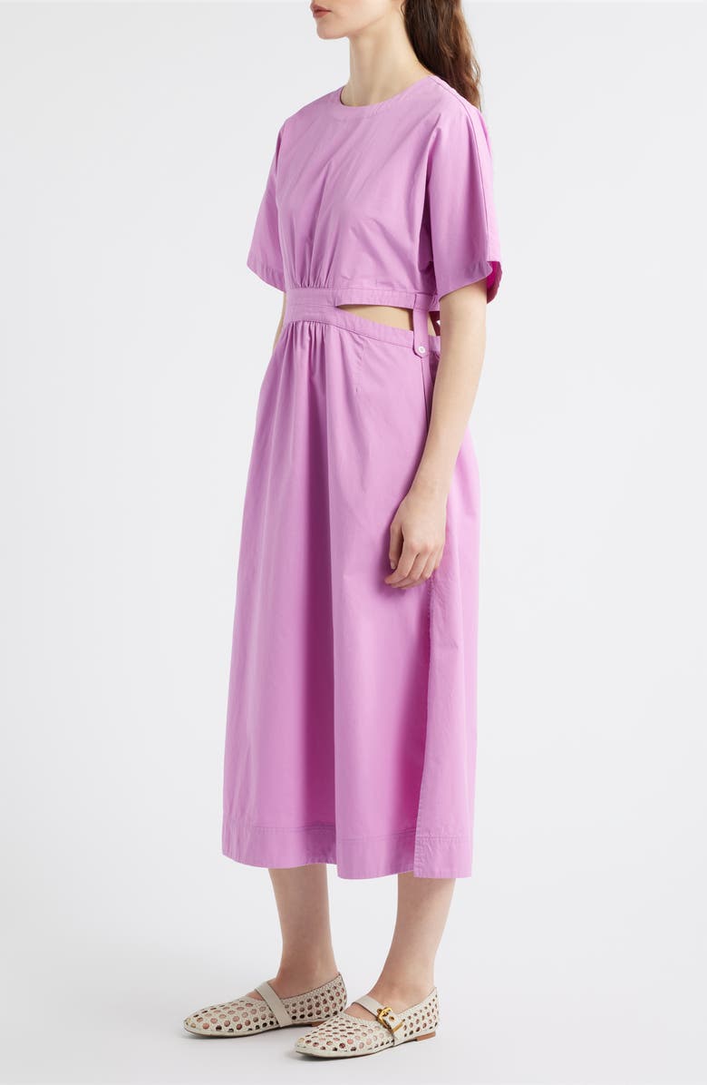 FRNCH Mavera Cutout Poplin Midi Dress, Alternate, color, Violine
