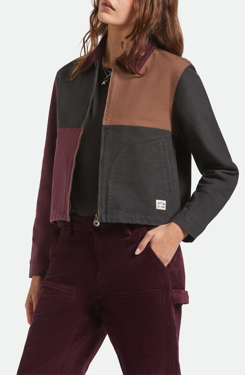 Brixton Mechanic's Garage Patchwork Cotton Jacket, Alternate, color, 