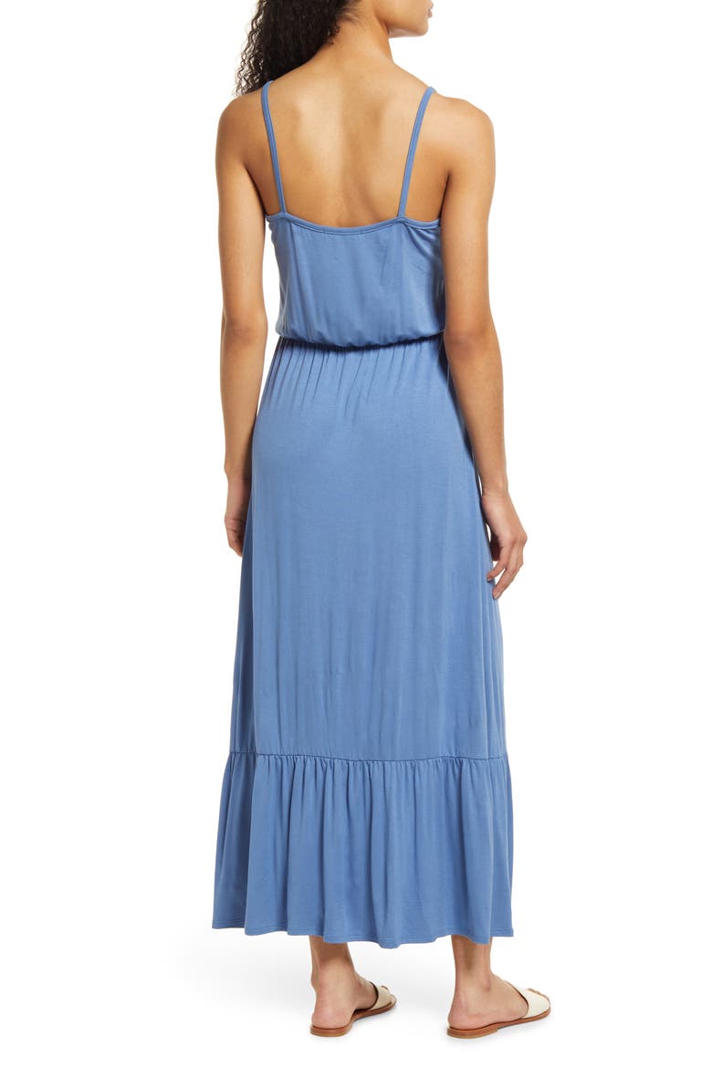Tie Front Maxi Sundress, Alternate, color, DENIM