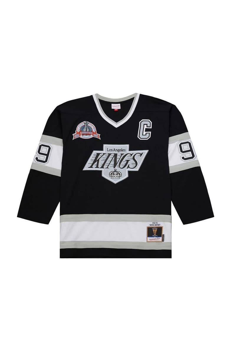 Men's Mitchell & Ness Wayne Gretzky Black Los Angeles Kings Big & Tall 1992/93 Blue Line 2.0 Jersey, Alternate, color, Black
