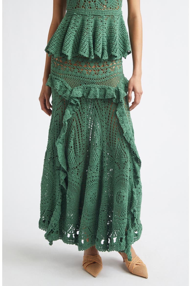Floretta Crochet Maxi Skirt, Main, color, SEA GLASS