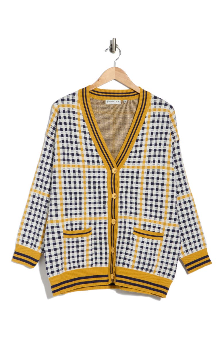 Plaid Cardigan, Main, color, YELLOW
