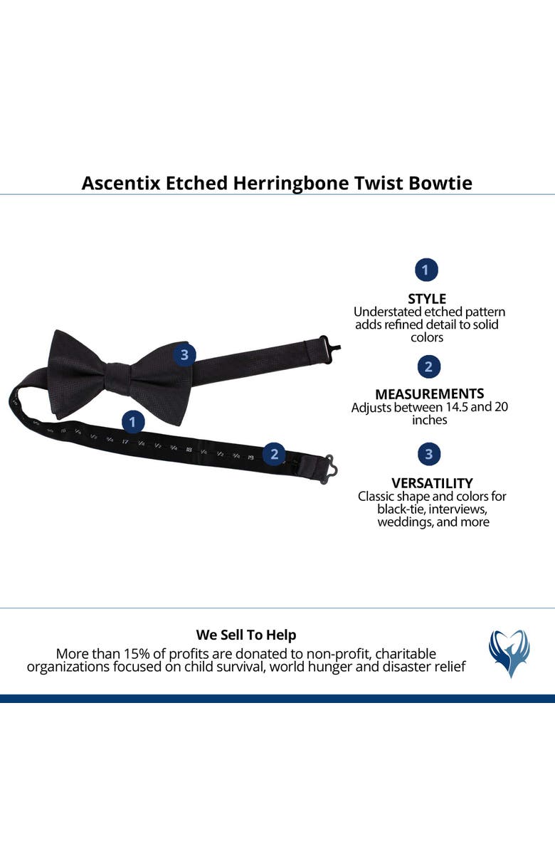 Ascentix Etched Herringbone Twist Bowtie, Alternate, color, Black