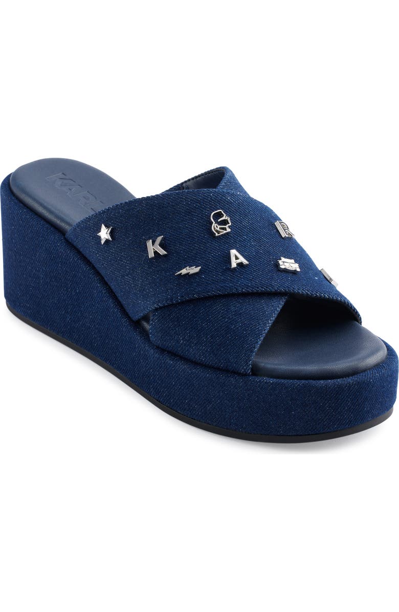 KARL LAGERFELD PARIS Caleigh Platform Wedge Sandal, Main, color,