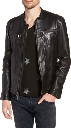 Band Collar Leather Jacket