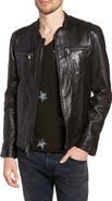 John Varvatos Band Collar Leather Jacket