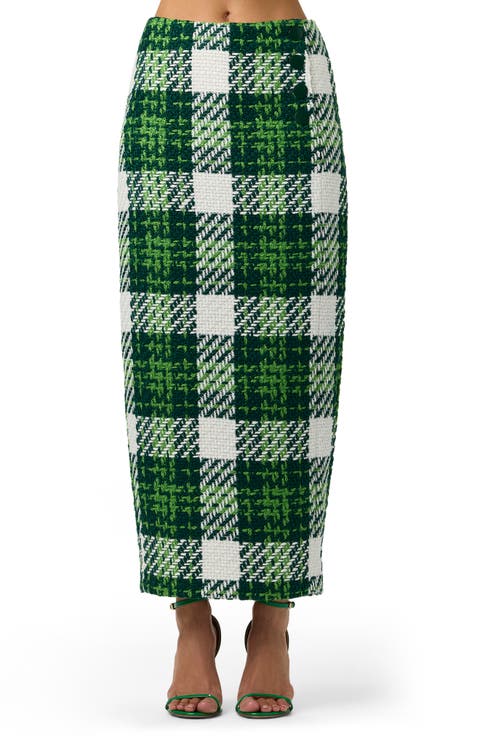 Boucle Plaid Pencil Skirt