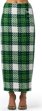 Naked Wardrobe Boucle Plaid Pencil Skirt