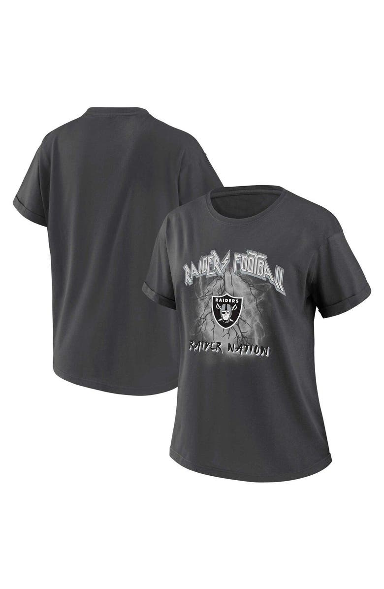 WEAR by Erin Andrews Women's WEAR by Erin Andrews Charcoal Las Vegas Raiders Boyfriend T-Shirt, Main, color, Charcoal