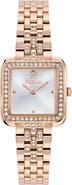 Furla Heritage Crystal Square Rose Gold Tone Bracelet Watch, 27.5mm