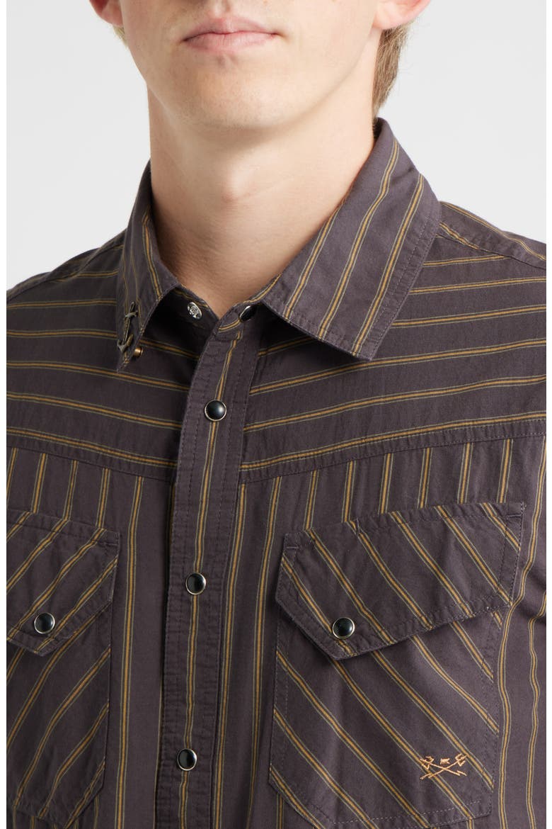 Kimbro Stripe Cotton Snap-Up Western Shirt, Alternate, color, BLACK
