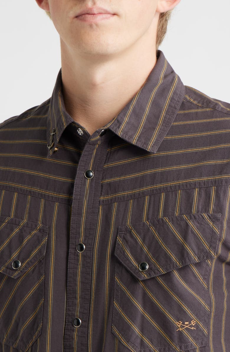 DARK SEAS Kimbro Stripe Cotton Snap-Up Western Shirt, Alternate, color, Black