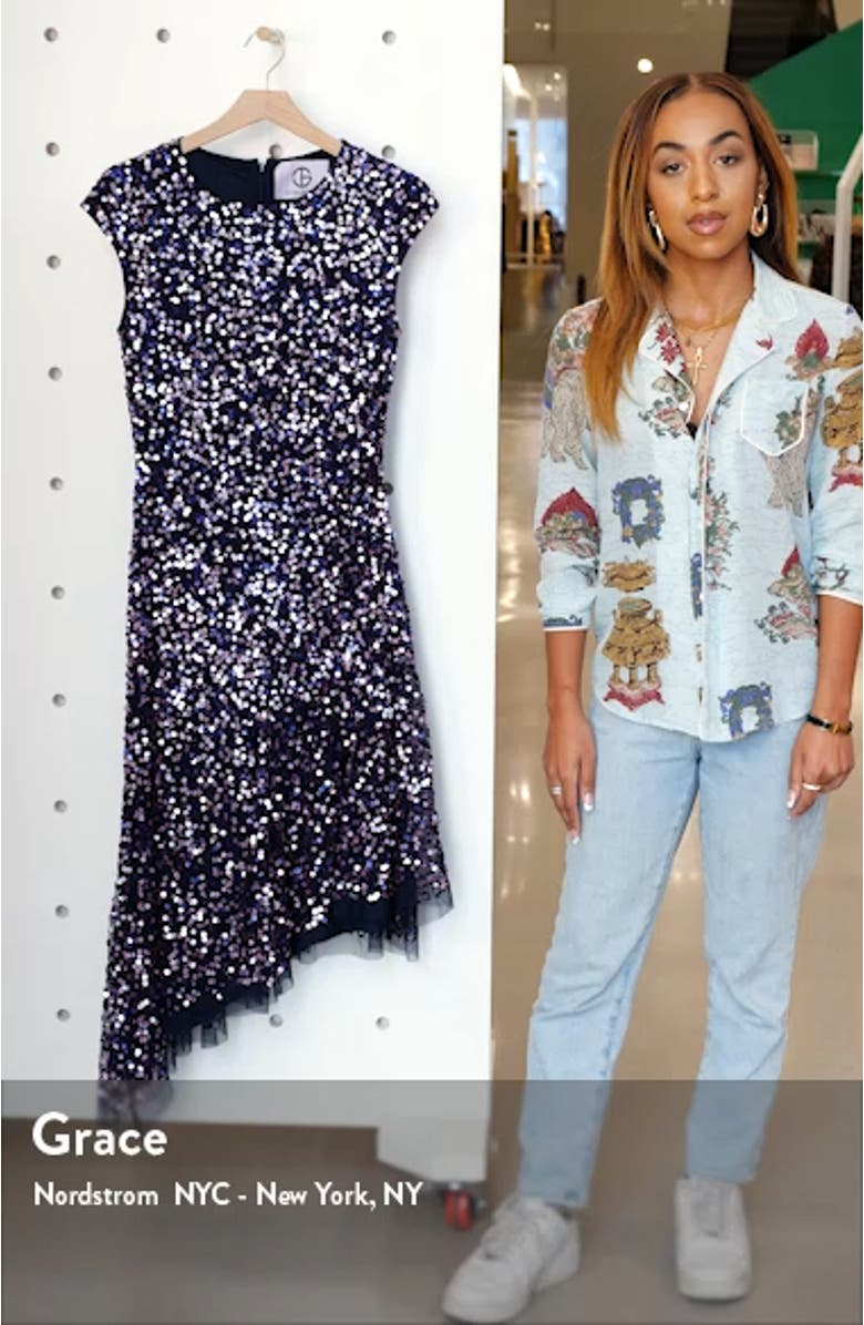 Multicolor Sequin Asymmetrical Cocktail Dress, sales video thumbnail