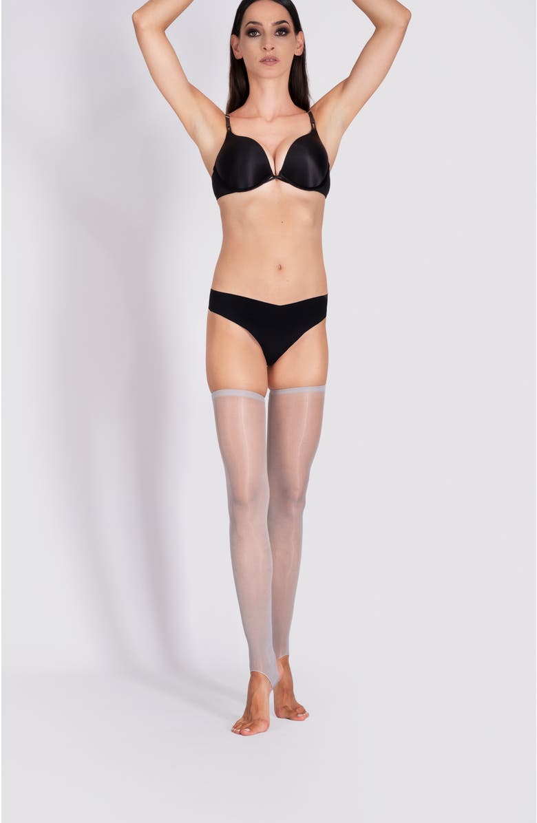 LECHERY<sup>®</sup> Lustrous Silky Shiny Stirrup Thigh Highs, Alternate, color, Grey