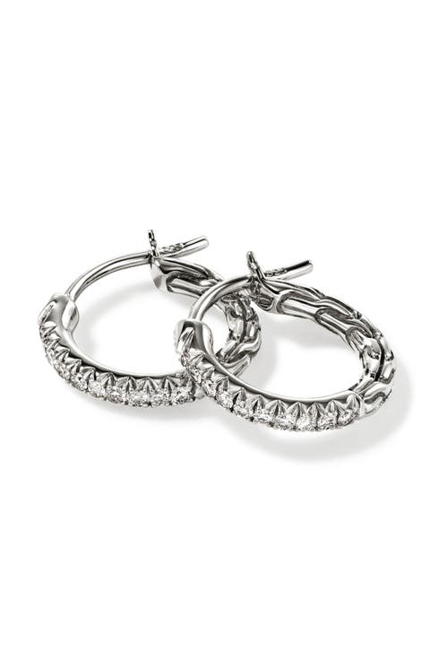 JH Essentials Pavé Hoop Earrings, Sterling Silver, Diamonds, 13mm