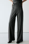 MANGO Straight Leg Checked Pants
