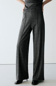 MANGO Straight Leg Checked Pants