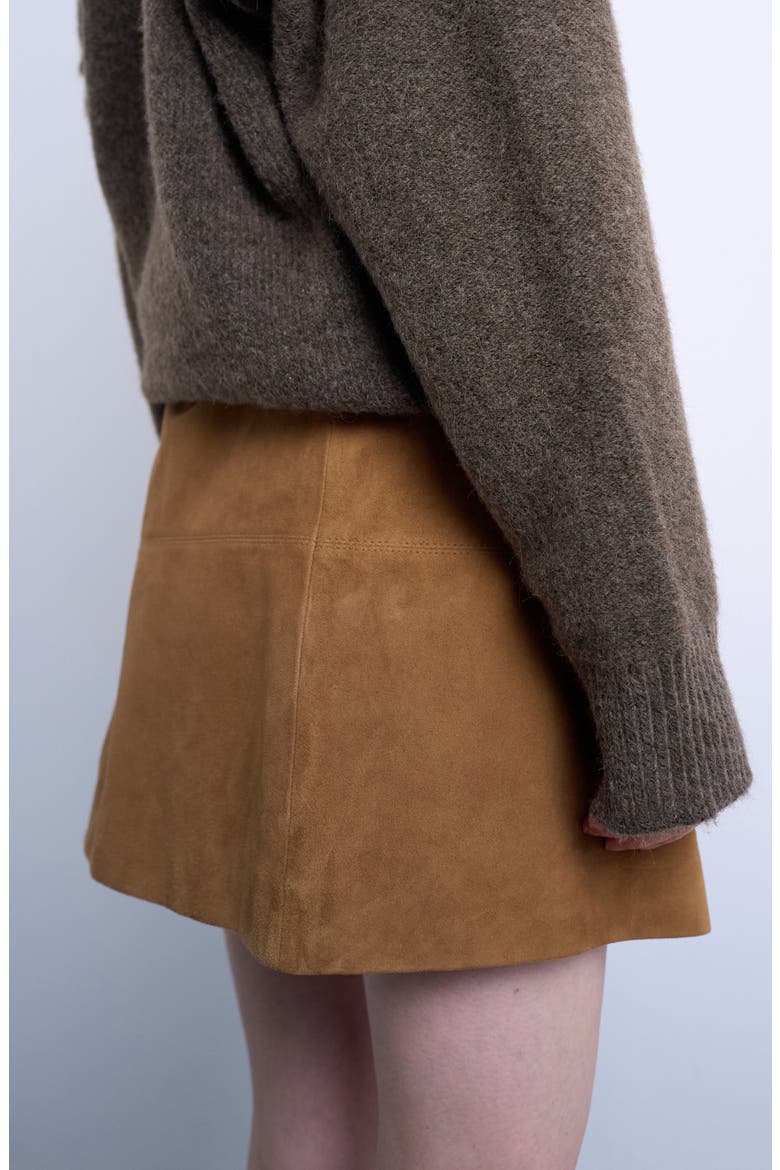 Paneled Suede Miniskirt, Alternate, color, BROWN