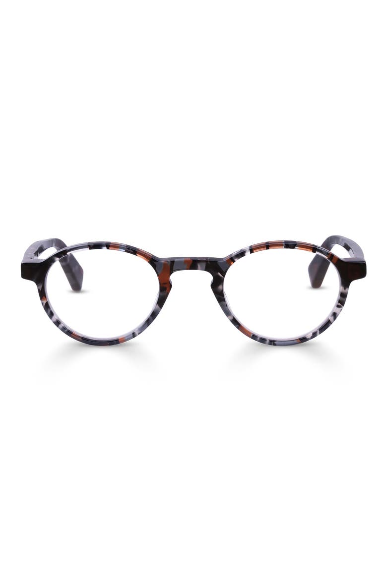 Board Stiff 43mm Round Reading Glasses, Main, color, CHARCOAL / HICKORY PATTERN