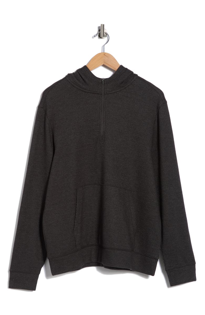 Z by Zella Waffle Knit Quarter Zip Hoodie, Alternate, color, Grey Dark Charcoal Heather