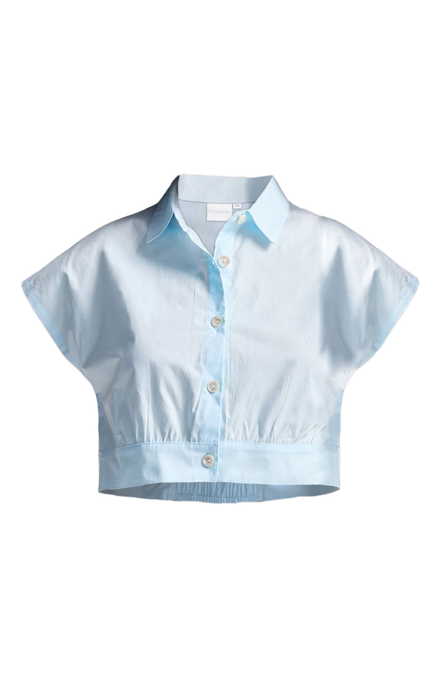 Oversized Crop Shirt in Summer Blue - image 2