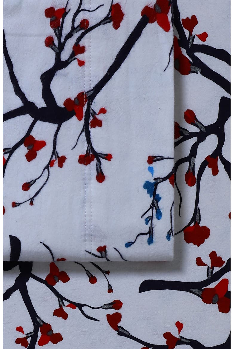 Emilia Tree Cotton Flannel Sheet Set, Alternate, color, WHITE MULTI