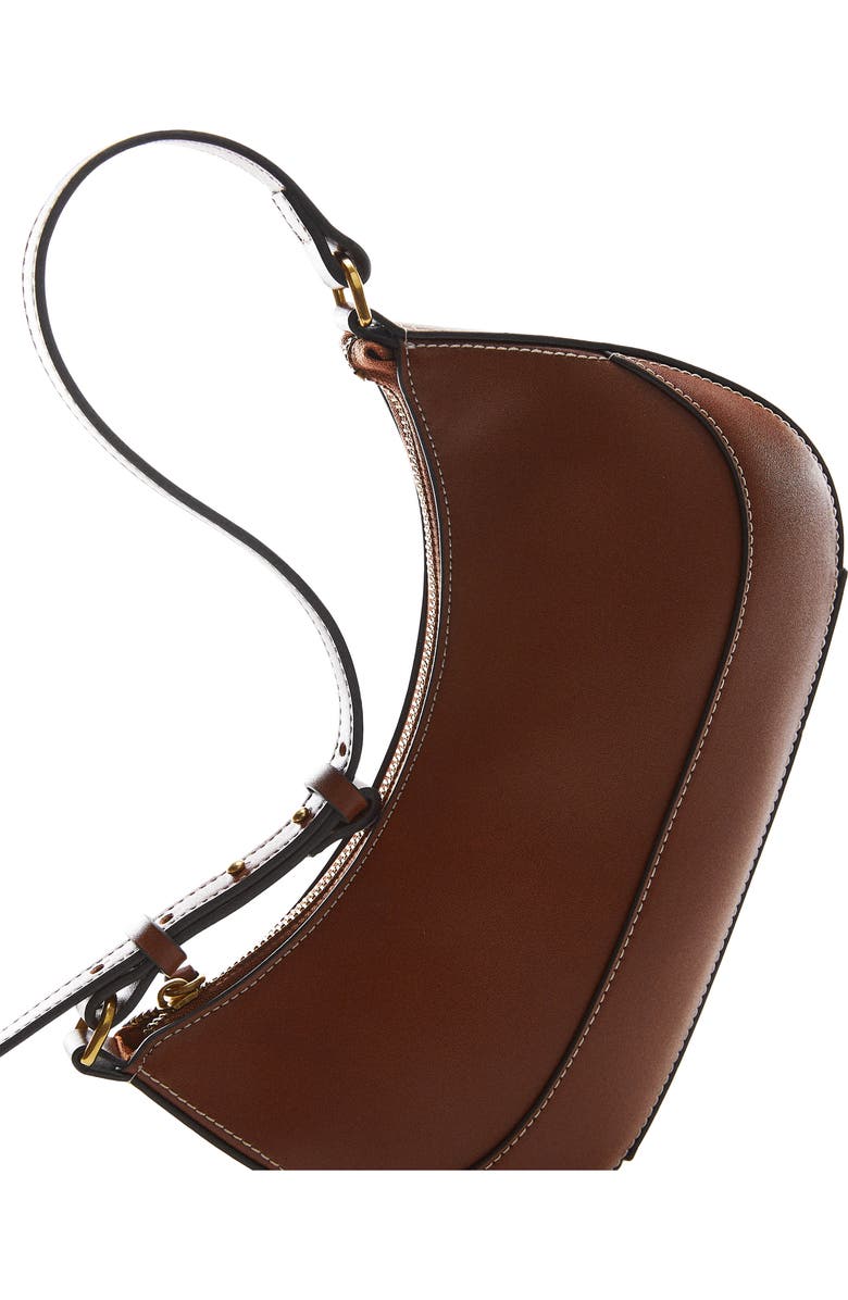 MANGO Oval Faux Leather Shoulder Bag, Alternate, color, Leather