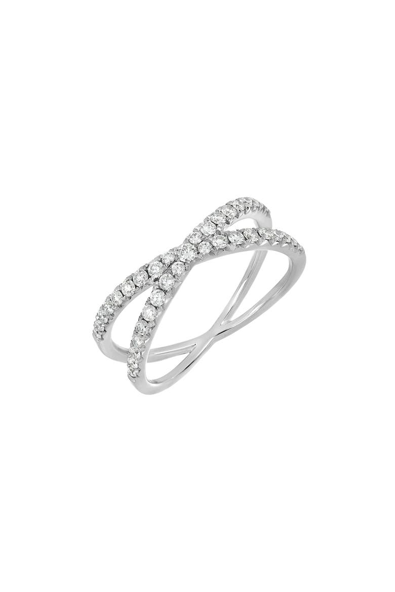 Diamond Cross Ring (Nordstrom Exclusive), Main, color, 18K WHITE GOLD