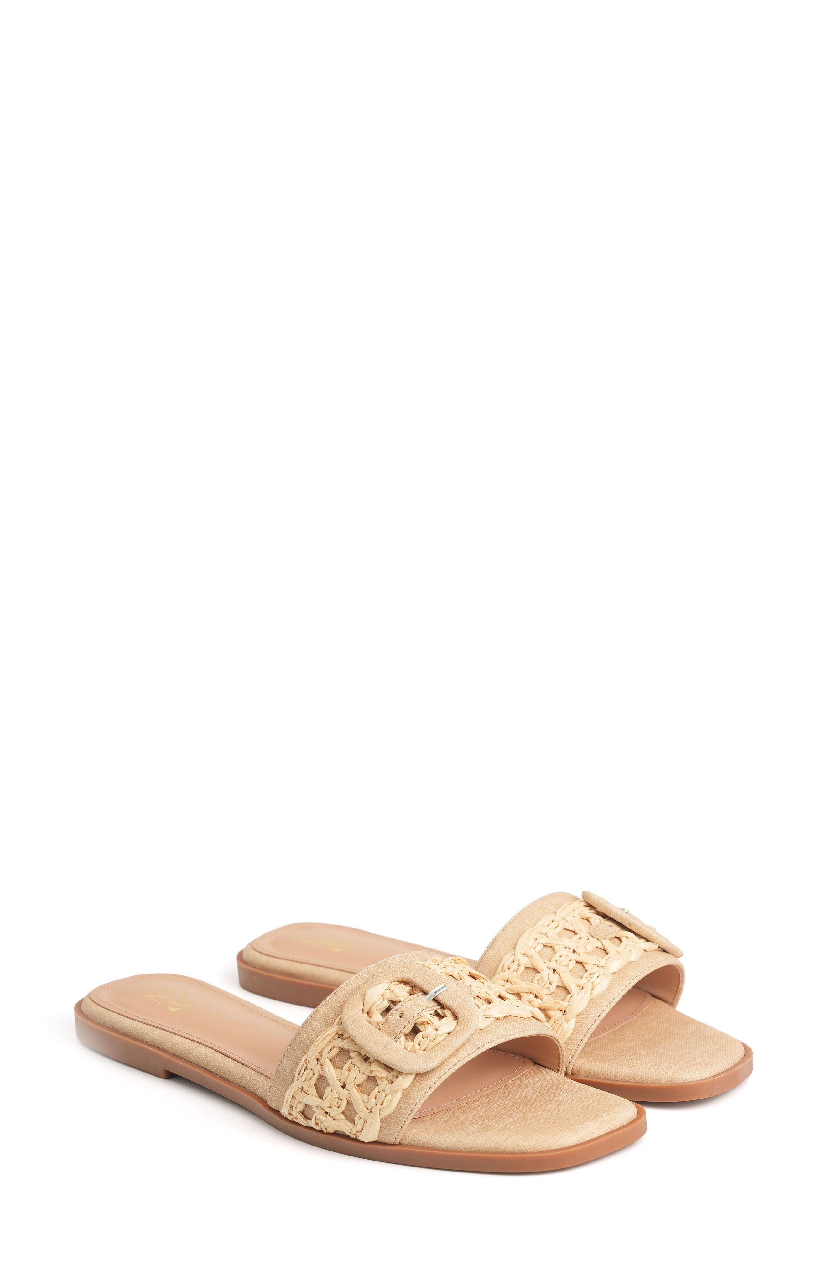 Amber Woven Buckle Slide Sandal, Alternate, color, NATURAL