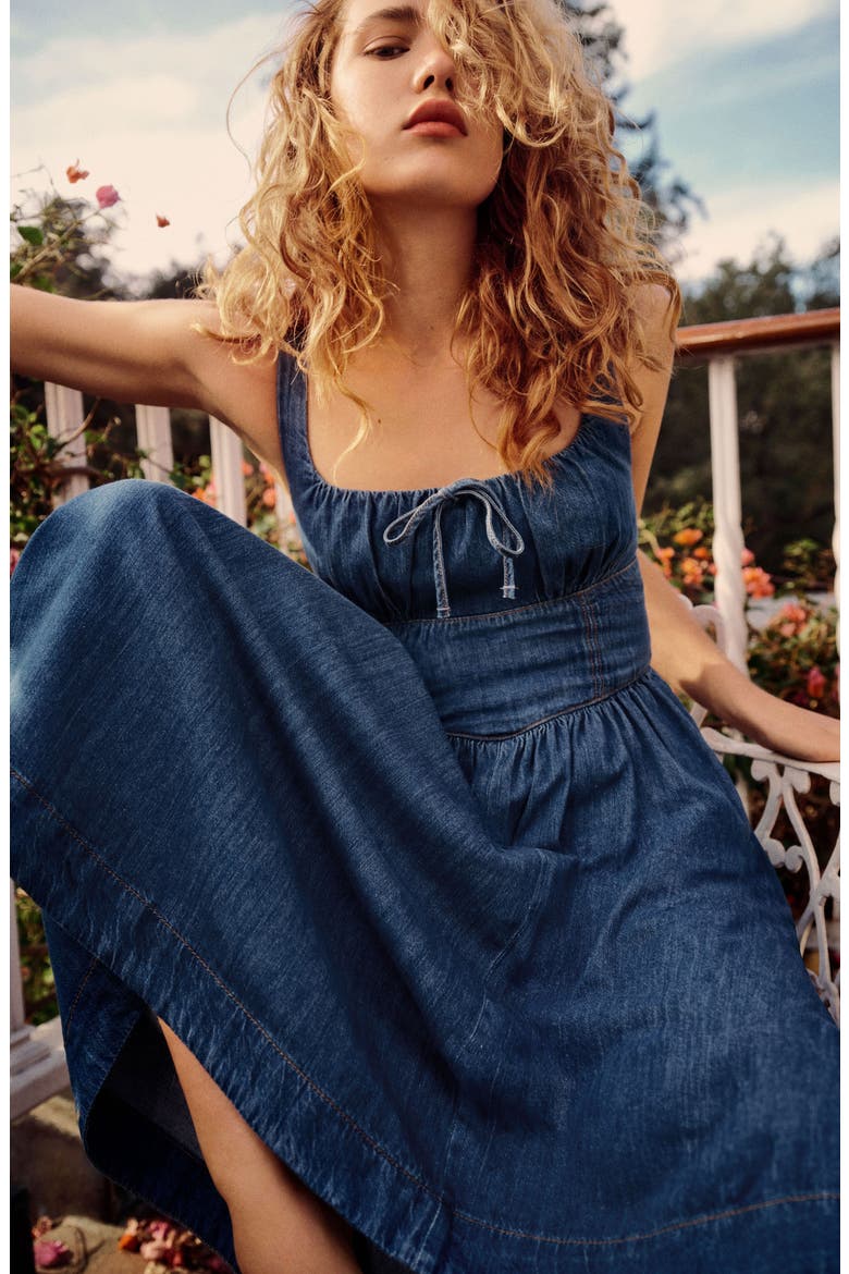 reformation balia denim midi dress Balia Denim A-Line Midi Dress (Women)