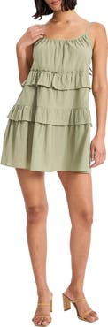 The Good Journey Tie Strap Ruffle Cotton Minidress