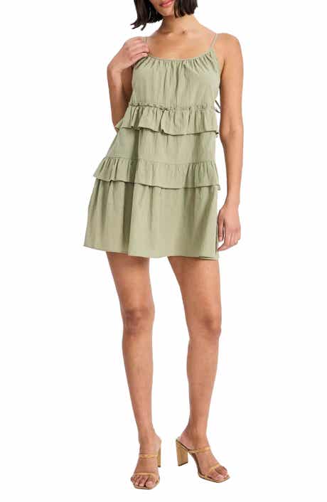 The Good Journey Tie Strap Ruffle Cotton Minidress