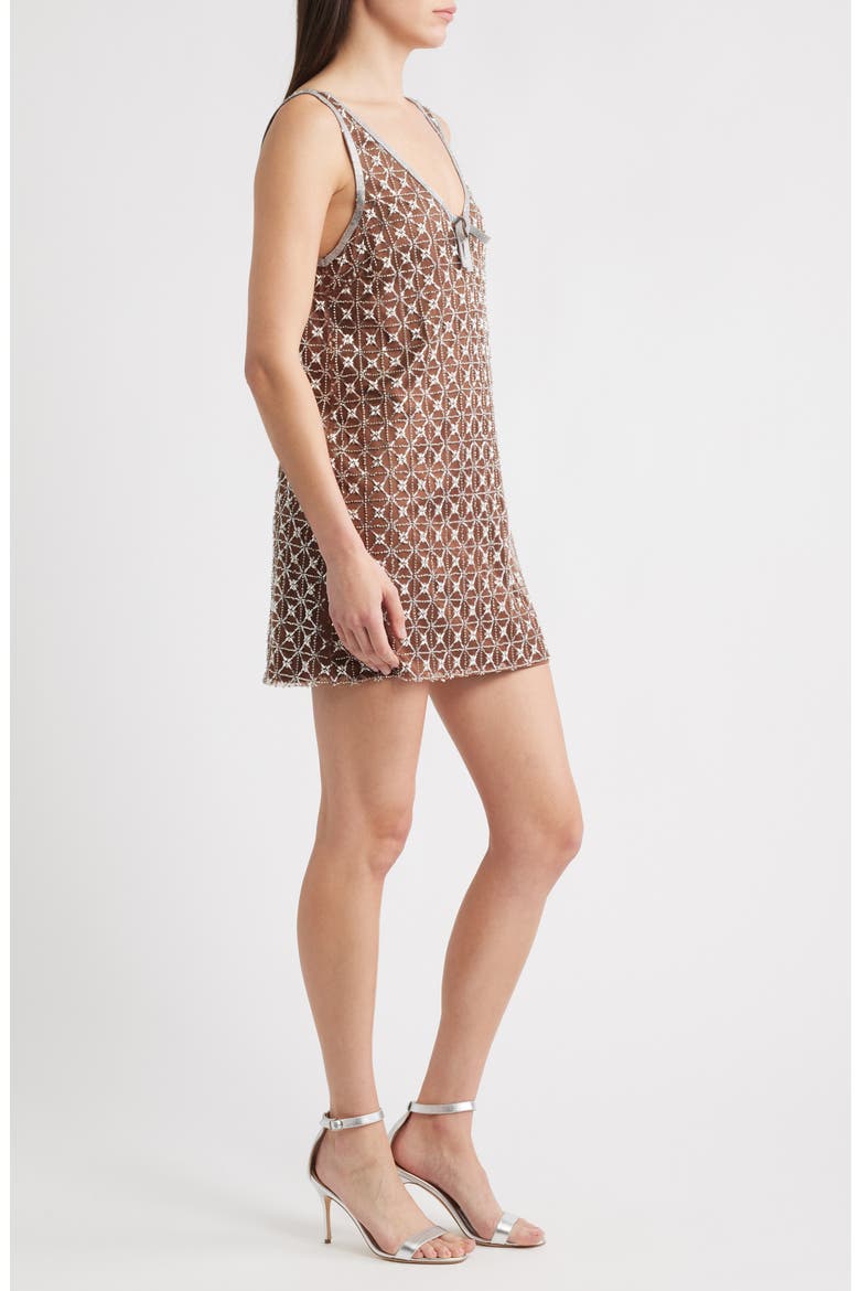 Jeanetta Sequin Embroidery Cocktail Minidress, Alternate, color, CHOCOLATE