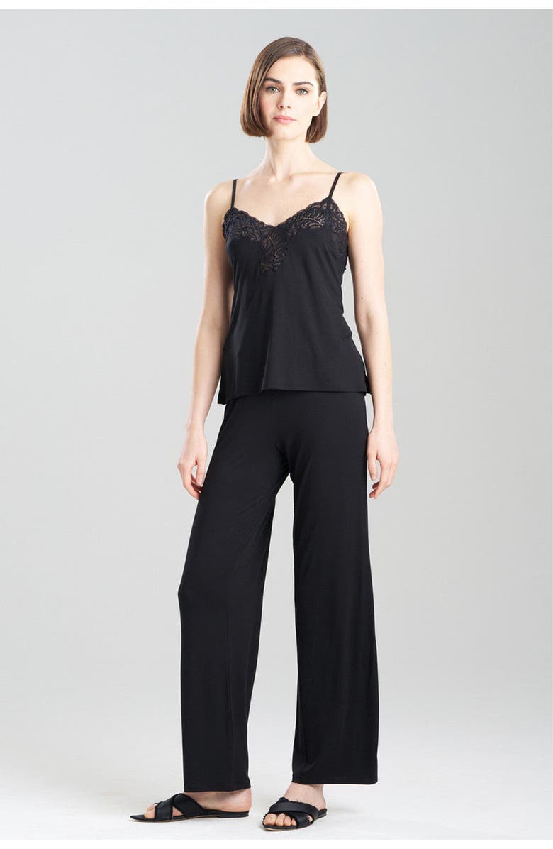 Natori Feathers Essentials Lenzing Ecovero Viscose Lace Cami PJ, Main, color, Black