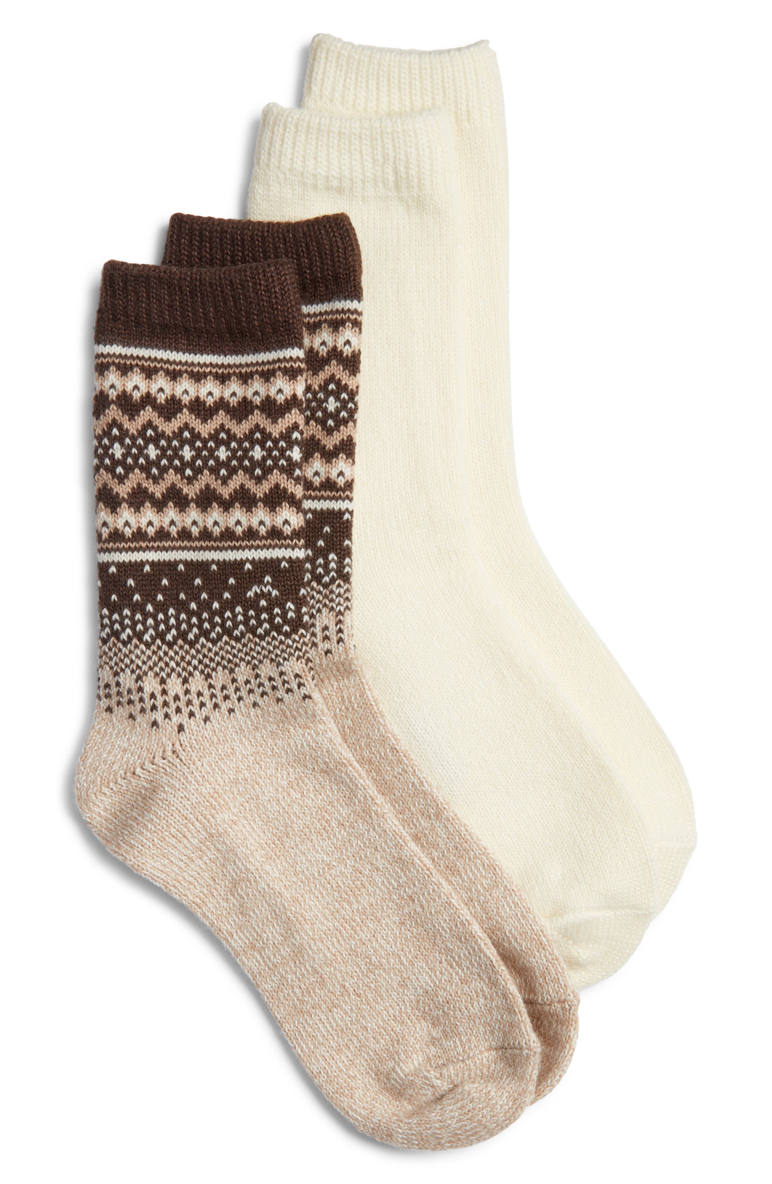 Hue Assorted 2-Pack Crew Socks in Brown Pack 