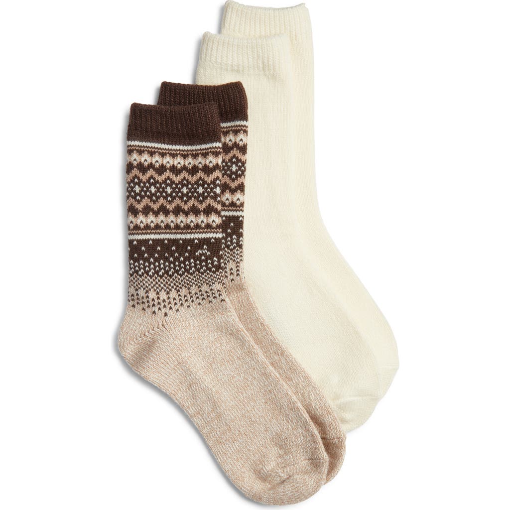 Hue Assorted 2-Pack Crew Socks in Brown Pack