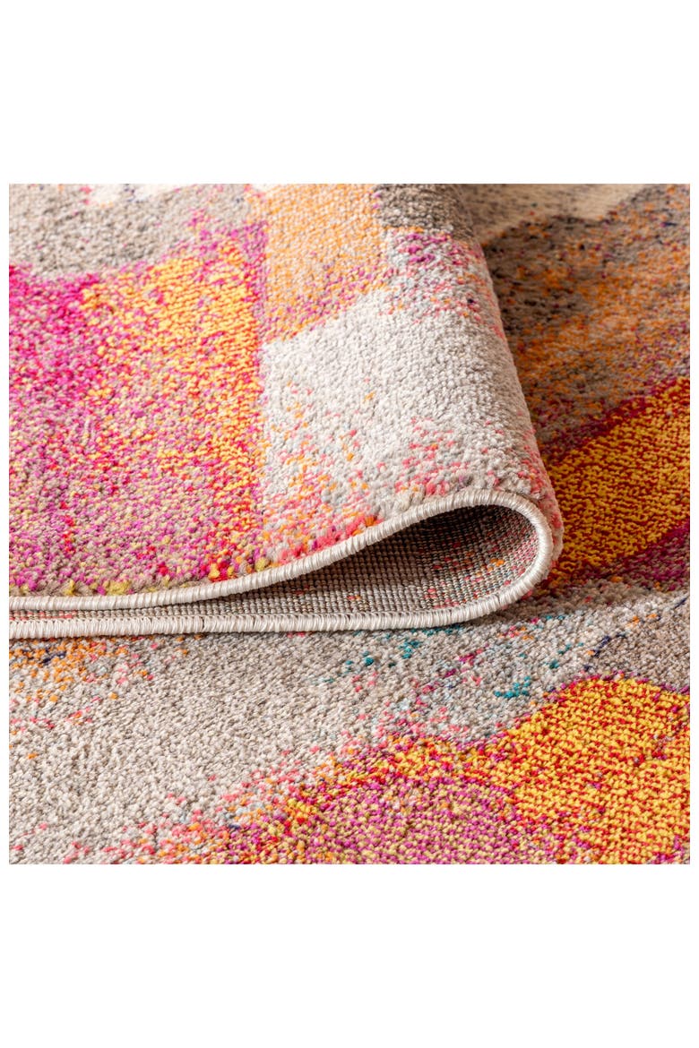Contemporary POP Modern Abstract Brushstroke Area Rug, Alternate, color, Ivory/Pink