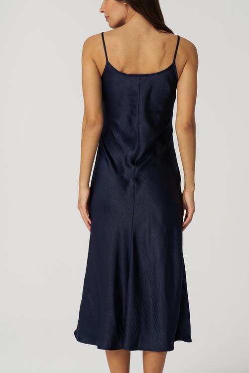 Franne Golde Bias Cut Satin Midi Slip Dress