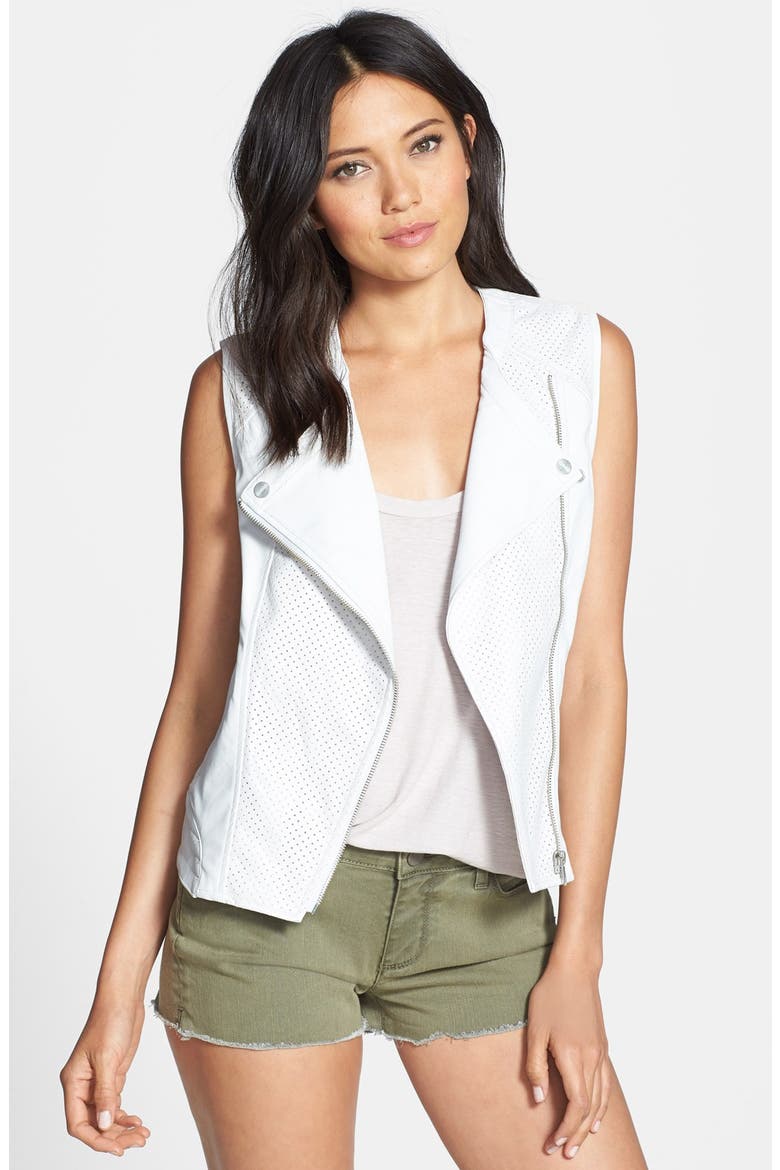 'City' Faux Leather Moto Vest, Main, color, WHITE